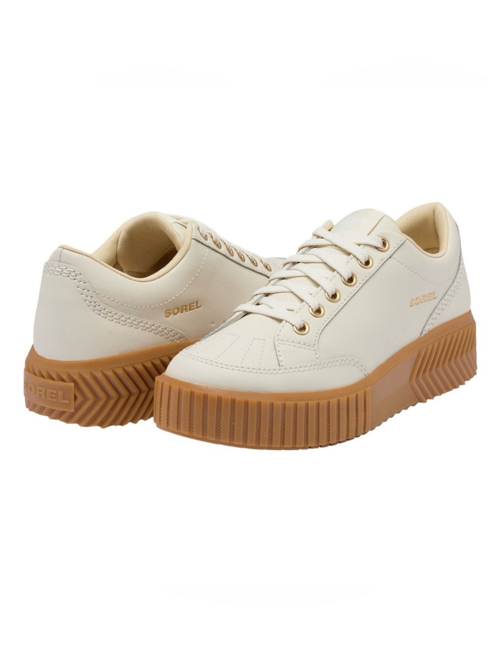 SOREL Women’s ONA Ave Low Sneakers Cream Leather Platform Gum Sole Size 11 - Picture 15 of 16